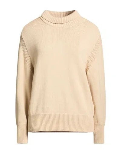 Alpha Studio Woman Turtleneck Beige Size 6 Cotton, Polyamide In Neutral