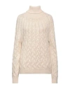 Alpha Studio Woman Turtleneck Beige Size 8 Acrylic, Alpaca Wool, Wool