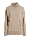 Alpha Studio Woman Turtleneck Beige Size 8 Recycled Wool, Ecovero Viscose, Recycled Polyamide, Recyc In Brown