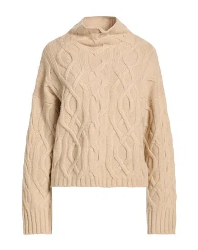 Alpha Studio Woman Turtleneck Beige Size 8 Wool, Viscose, Polyamide, Cashmere In Neutral