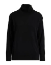 Alpha Studio Woman Turtleneck Black Size 4 Recycled Wool, Ecovero Viscose, Recycled Polyamide, Recyc In Black