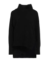 Alpha Studio Relaxed Fit Black Turtleneck Sweater In Black