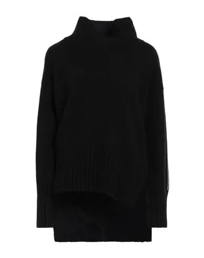 ALPHA STUDIO ALPHA STUDIO WOMAN TURTLENECK BLACK SIZE 4 RECYCLED WOOL, VISCOSE, POLYAMIDE, CASHMERE