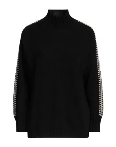 Alpha Studio Woman Turtleneck Black Size 8 Recycled Wool, Viscose, Polyamide, Recycled Cashmere
