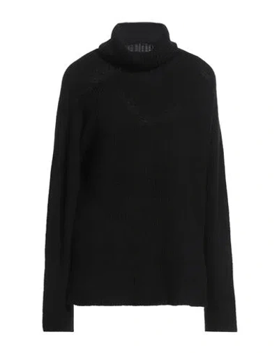 Alpha Studio Woman Turtleneck Black Size 8 Recycled Wool, Viscose, Polyamide, Cashmere In Black
