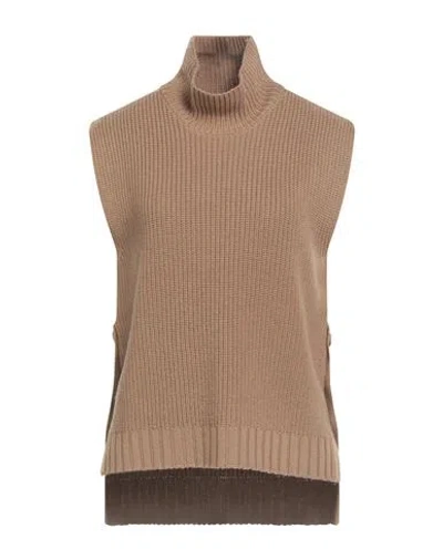 Alpha Studio Woman Turtleneck Brown Size 10 Merino Wool