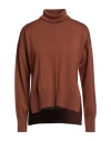 Alpha Studio Woman Turtleneck Brown Size 10 Merino Wool In Brown