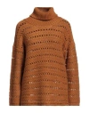 Alpha Studio Woman Turtleneck Brown Size 10 Wool, Recycled Polyamide