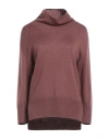 Alpha Studio Woman Turtleneck Brown Size 8 Wool, Tencel In Brown