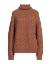 Alpha Studio Woman Turtleneck Camel Size 8 Acrylic, Alpaca Wool, Wool In Beige