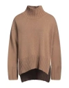 Alpha Studio Woman Turtleneck Camel Size 8 Wool, Viscose, Polyamide, Cashmere In Beige