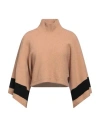 Alpha Studio Woman Turtleneck Camel Size 2 Wool, Polyamide, Cashmere, Elastane In Beige