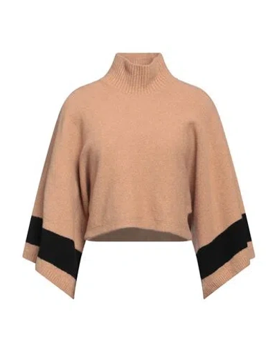 Alpha Studio Woman Turtleneck Camel Size 2 Wool, Polyamide, Cashmere, Elastane In Beige