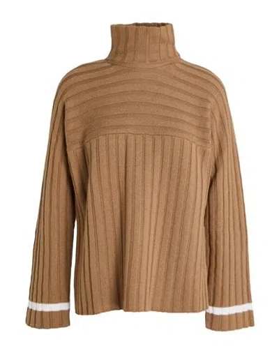 Alpha Studio Woman Turtleneck Camel Size 6 Merino Wool In Brown