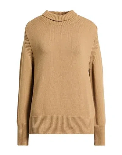 Alpha Studio Woman Turtleneck Camel Size 8 Cotton, Polyamide In Sand