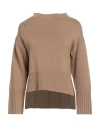 Alpha Studio Woman Turtleneck Camel Size 8 Merino Wool