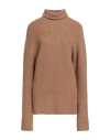 Alpha Studio Woman Turtleneck Camel Size 8 Merino Wool In Brown