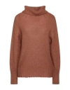 Alpha Studio Woman Turtleneck Camel Size 8 Polyamide, Mohair Wool, Wool In Beige
