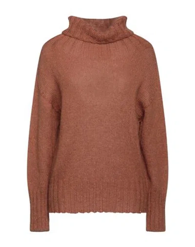 Alpha Studio Woman Turtleneck Camel Size 8 Polyamide, Mohair Wool, Wool In Beige