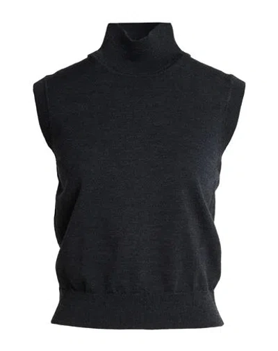 Alpha Studio Woman Turtleneck Charcoal Size 10 Wool In Black