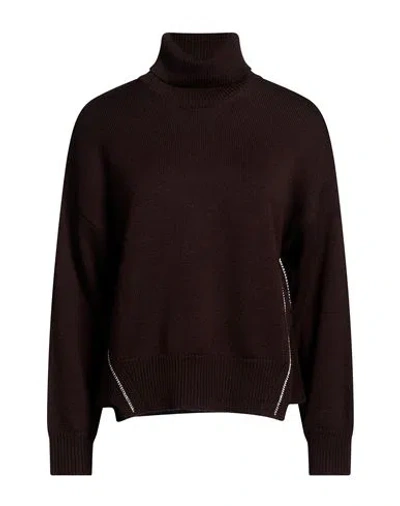 Alpha Studio Woman Turtleneck Chocolate Brown Size 6 Merino Wool