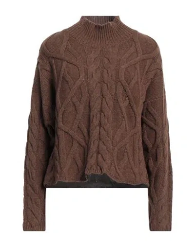 Alpha Studio Woman Turtleneck Chocolate Brown Size 12 Wool, Alpaca Wool, Polyamide
