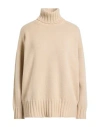 Alpha Studio Woman Turtleneck Cream Size 10 Cashmere In Burgundy