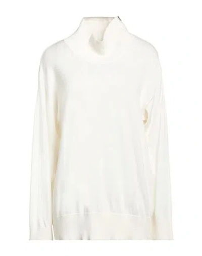 Alpha Studio Woman Turtleneck Cream Size 10 Recycled Wool, Ecovero Viscose, Recycled Polyamide, Recy In White