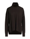 Alpha Studio Woman Turtleneck Dark Brown Size 10 Merino Wool In Brown