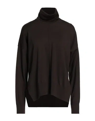 Alpha Studio Woman Turtleneck Dark Brown Size 10 Merino Wool