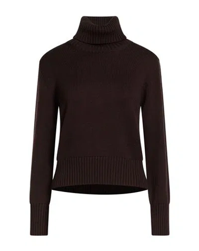 Alpha Studio Woman Turtleneck Dark Brown Size 6 Merino Wool