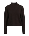 Alpha Studio Woman Turtleneck Dark Brown Size 8 Virgin Wool In Brown