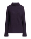 Alpha Studio Woman Turtleneck Dark Purple Size 10 Recycled Wool, Ecovero Viscose, Recycled Polyamide
