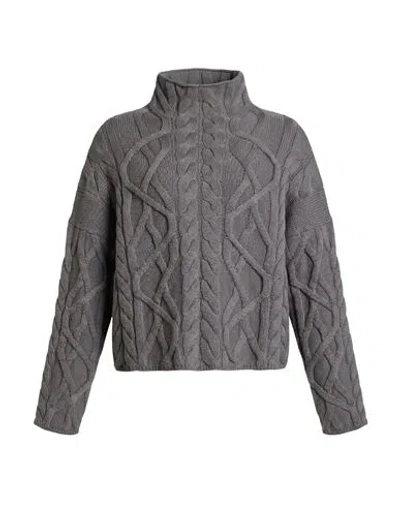 Alpha Studio Woman Turtleneck Grey Size 12 Merino Wool In Gray