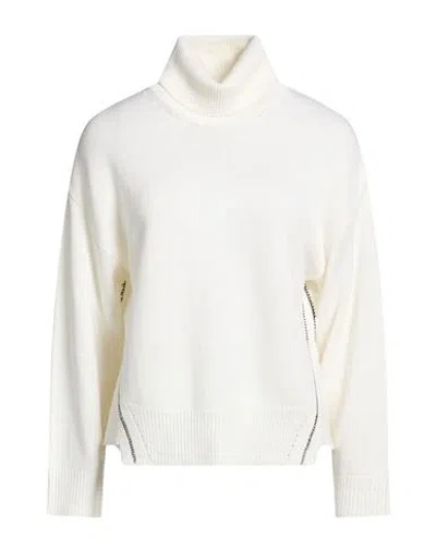 Alpha Studio Woman Turtleneck Ivory Size 4 Merino Wool In Neutral
