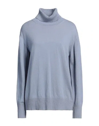 Alpha Studio Woman Turtleneck Light Blue Size 12 Cashmere