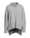 Alpha Studio Woman Turtleneck Light Grey Size 8 Wool, Viscose, Polyamide, Cashmere