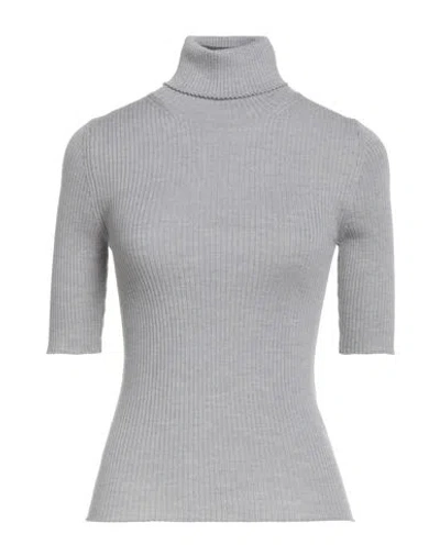 Alpha Studio Woman Turtleneck Light Grey Size 6 Merino Wool In Gray