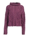 Alpha Studio Woman Turtleneck Mauve Size 10 Merino Wool In Purple
