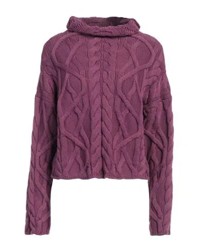 Alpha Studio Woman Turtleneck Mauve Size 10 Merino Wool In Purple