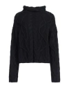 Alpha Studio Woman Turtleneck Midnight Blue Size 8 Merino Wool In Blue