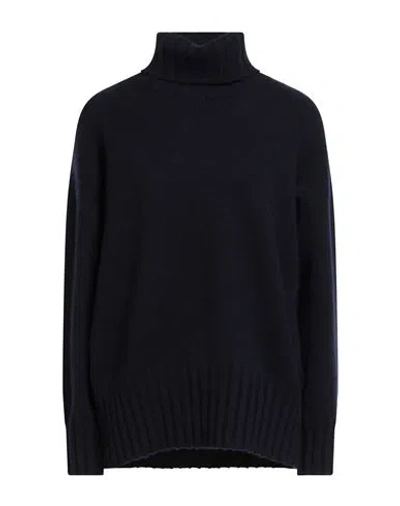 Alpha Studio Woman Turtleneck Navy Size 10 Cashmere In Black