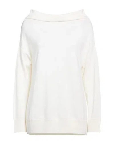 Alpha Studio Woman Turtleneck Off White Size 4 Merino Wool In Multi