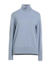 Alpha Studio Woman Turtleneck Pastel Blue Size 8 Cashmere