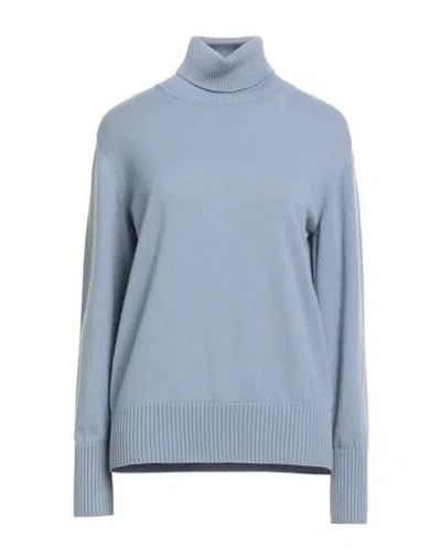 Alpha Studio Woman Turtleneck Pastel Blue Size 8 Cashmere