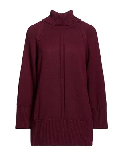 Alpha Studio Woman Turtleneck Plum Size 10 Wool In Burgundy