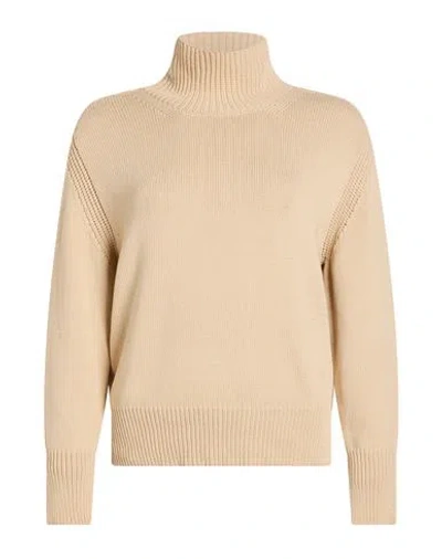 Alpha Studio Woman Turtleneck Sand Size 10 Cotton, Polyamide In Nude
