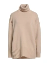 Alpha Studio Woman Turtleneck Sand Size 12 Cashmere In Neutral