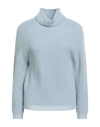 Alpha Studio Woman Turtleneck Sky Blue Size 10 Merino Wool
