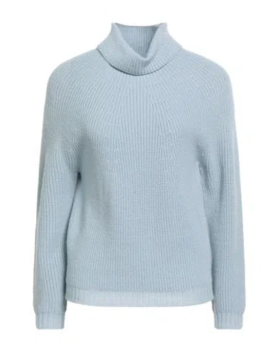 Alpha Studio Woman Turtleneck Sky Blue Size 10 Merino Wool